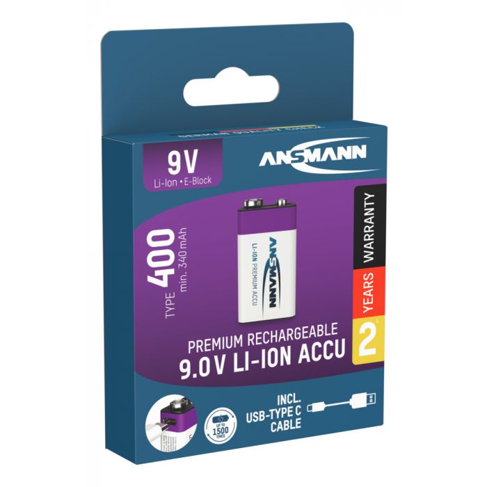 Ansmann 9V 400 Lithium-ion Rechargeable Battery