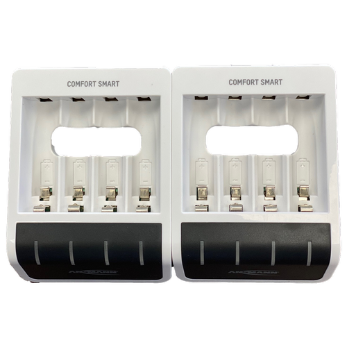 ANSMANN 2x Comfort Battery Charger Bundle for 8X NiMH AA/AAA Batteries - with Perfect 7 Charging Technology & Repair Mode
