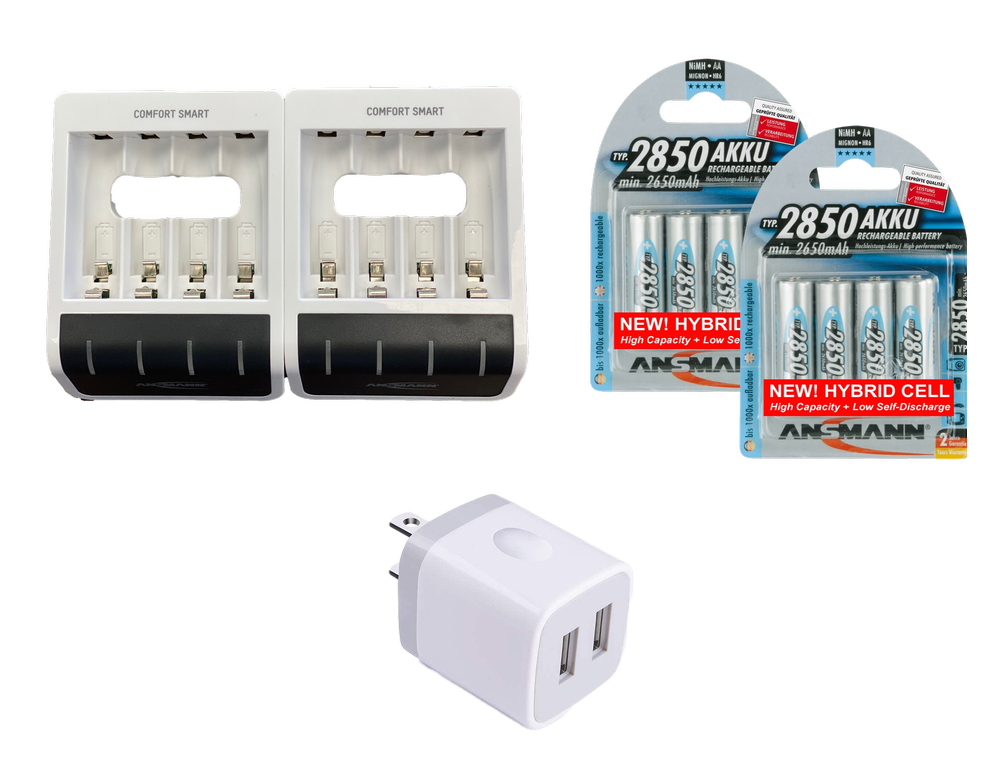 ANSMANN 2x Comfort Battery Charger Bundle for 8X NiMH AA/AAA Batteries - with Perfect 7 Charging Technology & Repair Mode
