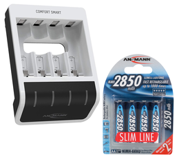 ANSMANN Comfort Smart Battery Charger for 4X NiMH AA/AAA Batteries - with Perfect 7 Charging Technology & Repair Mode
