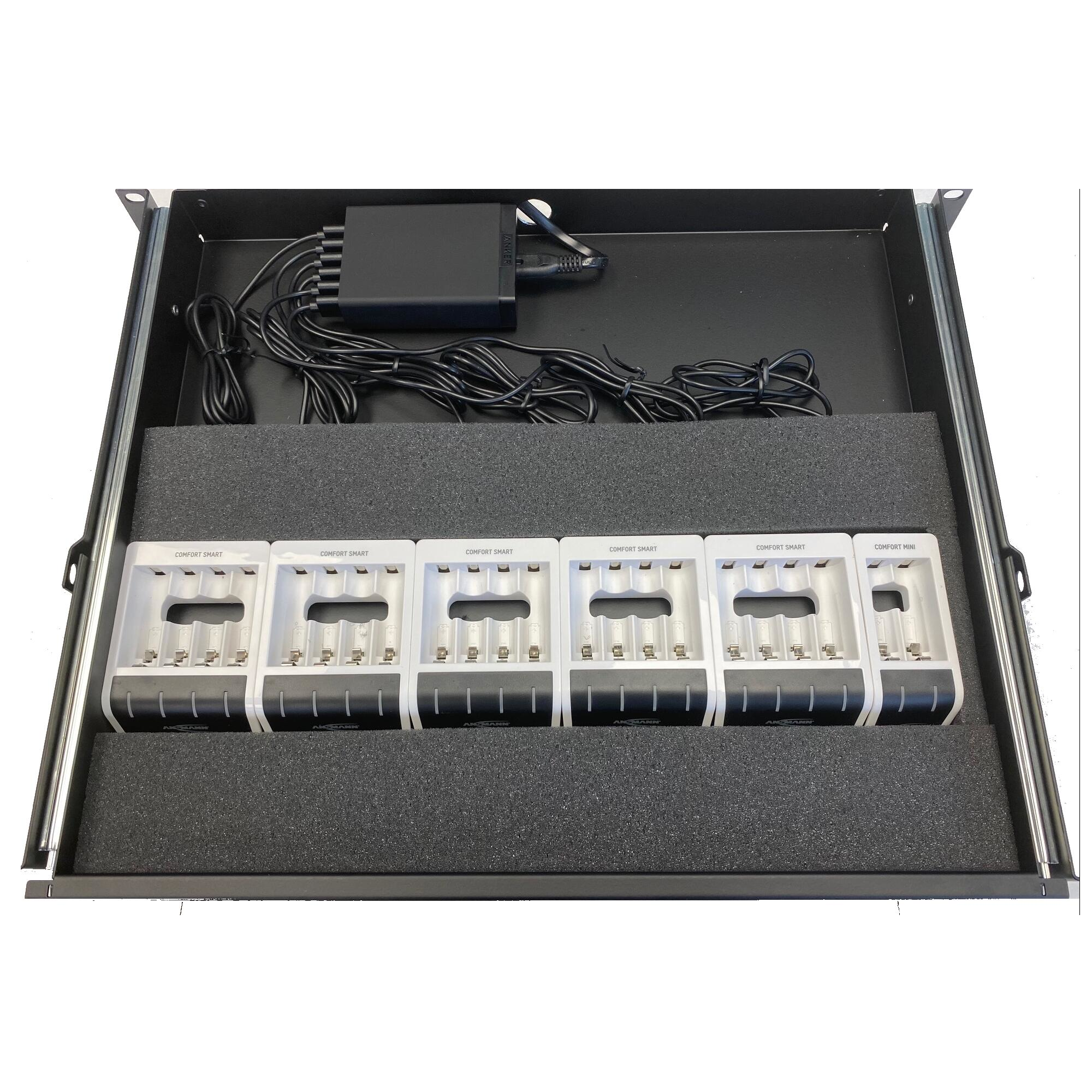 ANSMANN Comfort Smart Rackmount Battery Charger for 22 X NiMH AA/AAA - with Perfect-7 Charging Technology & Repair Mode