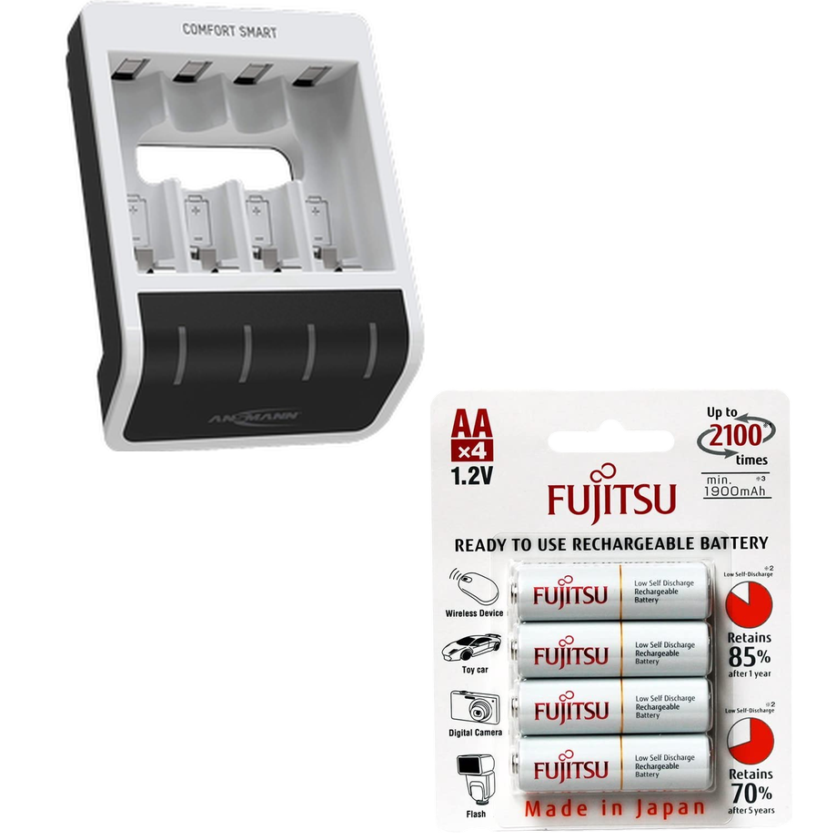 ANSMANN Comfort Smart Battery Charger for 4X NiMH AA/AAA Batteries - with Perfect 7 Charging Technology & Repair Mode